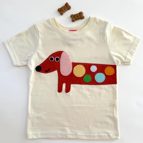 Hand Appliquéd Dachshund Dog Shirt | Retro Back to School Tee | New Design | Exclusively on Etsy