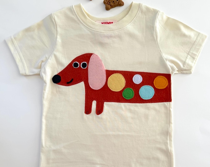 Hand Appliquéd Dachshund Dog Shirt | Retro Back to School Tee | New Design | Exclusively on Etsy