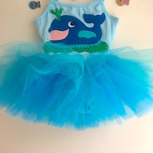 Whale Leotard Tutu Dress-Under The Sea Themed Birthday Dress-Beach Birthday Outfit-Whale Dress-First Birthday Whale-Whale Baby Shower image 3