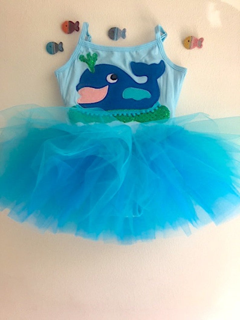 Whale Leotard Tutu Dress-Under The Sea Themed Birthday Dress-Beach Birthday Outfit-Whale Dress-First Birthday Whale-Whale Baby Shower image 3