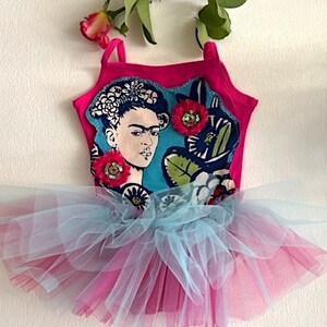 Girls Frida Kahlo Leotard Tutu Girls Frida Kahlo Dress-Toddler Fiesta Dress-Girls Mexican Dress-Frida Kahlo Costume image 3