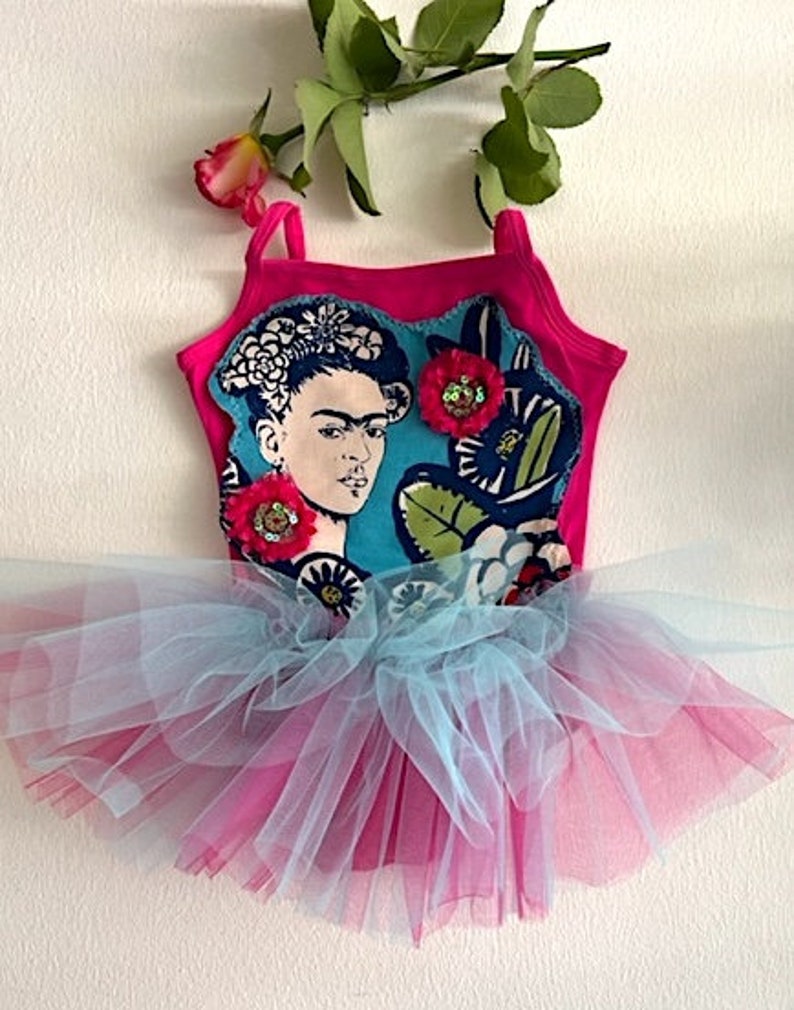 Girls Frida Kahlo Leotard Tutu Girls Frida Kahlo Dress-Toddler Fiesta Dress-Girls Mexican Dress-Frida Kahlo Costume image 3