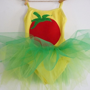 Girls Tomato Leotard Tutu Dress- Farm Themed Birthday Outfit-Famers Market Dress-Farm Outfit-Tomato Costume