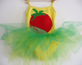 Girls Tomato Leotard Tutu Dress- Farm Themed Birthday Outfit-Famers Market Dress-Farm Outfit-Tomato Costume