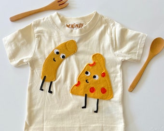 Who Wants Mac 'n Cheese? Besties-  100% Cotton Natural- Plush Best Friends Tee Shirt- Macaroni and Cheese Tee Shirt-Toddler/Baby Food Tee