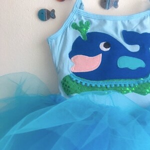 Whale Leotard Tutu Dress-Under The Sea Themed Birthday Dress-Beach Birthday Outfit-Whale Dress-First Birthday Whale-Whale Baby Shower image 4