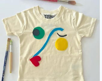 Creative Art Tshirt-Handmade Felt Applique Shirt for Artsy Kids-Museum Lovers - Picasso Inspired