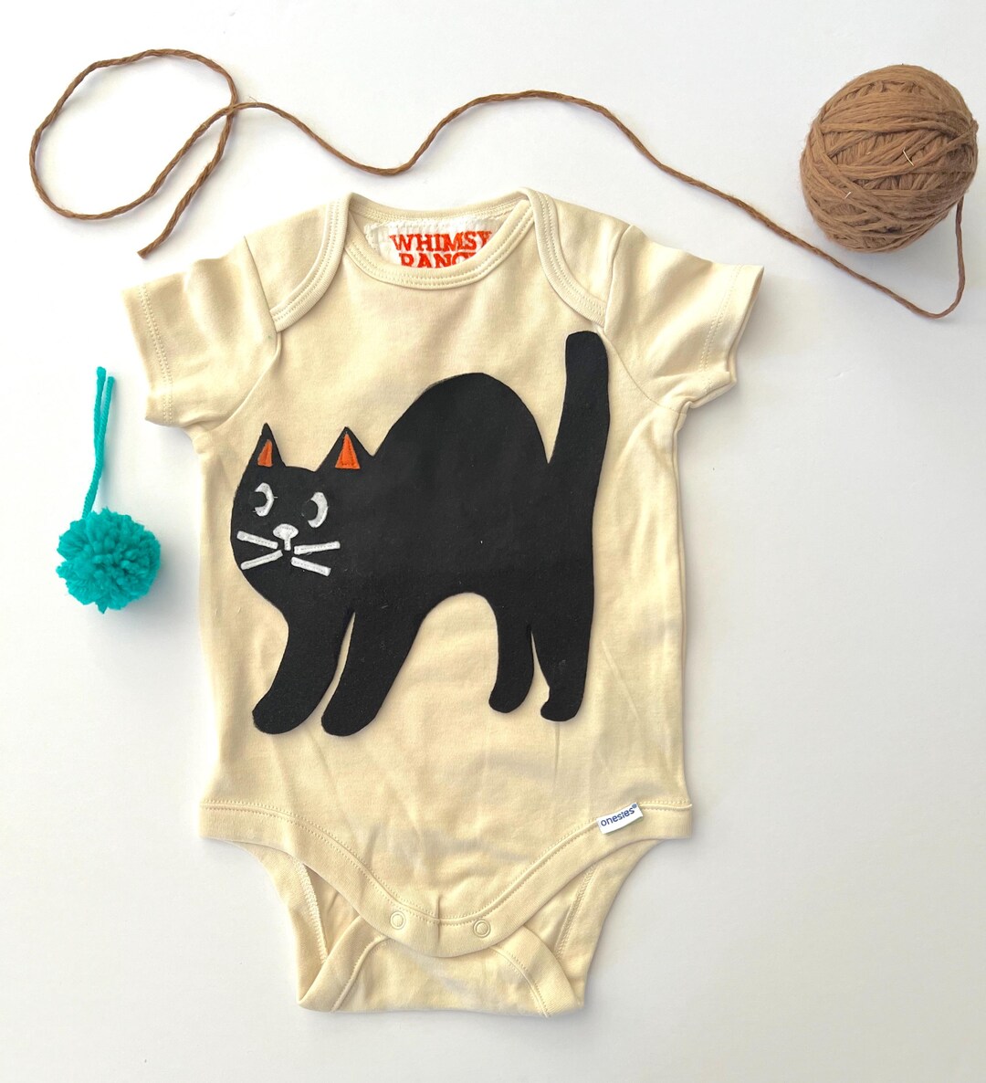 Black Kitty Cat Onesie®-100% Natural Cotton-gender Neutral Baby