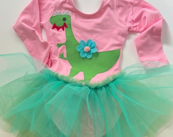 Girl's Dinosaur Dress -Dinosaur Princess- Dinosaur Leotard Tutu-Dinosaur Party Dress -Dinosaur Birthday Dress-Dinosaur Costume