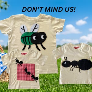 Kids Ant Tee: Hand Appliqued Soft Washable Felt Ants - Kids bug shirt- Gingham Picnic image 2