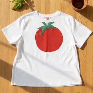 Adult Hand-Appliqued Tomato T-Shirt: Plush Fleece, Coastal Core Vibes