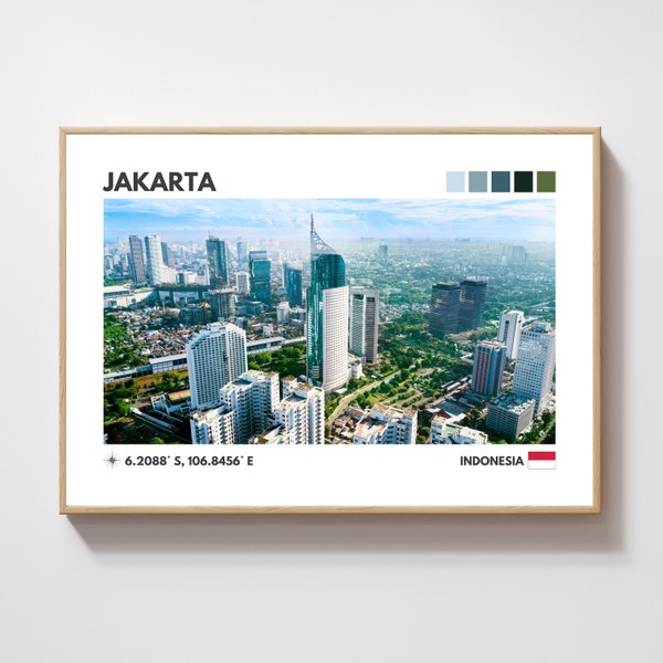 Jakarta Reiseposter, Indonesien, Minimalistische Wandkunst, Reise Kunstdruck, Urlaubserinnerung, Digitaler Sofort Download, 300 DPI, JPG