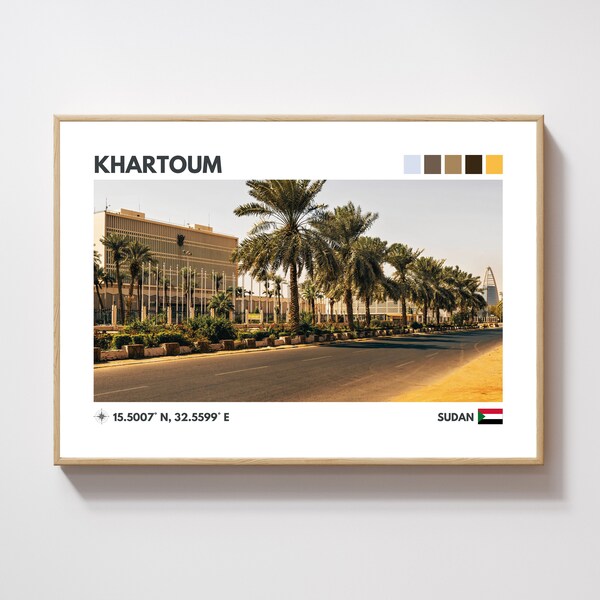 Khartoum Travel Poster, Sudan, Minimalist Wall Art, Travel Art Print, Vacation Memories, Digital Instant Download, 300 DPI, JPG