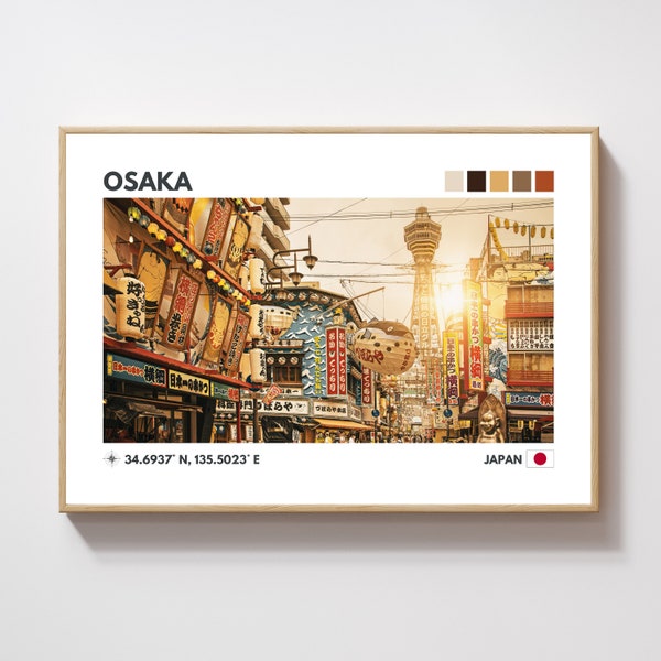 Osaka Reiseposter, Japan, Minimalistische Wandkunst, Reise Kunstdruck, Urlaubserinnerung, Digitaler Sofort Download, 300 DPI, JPG