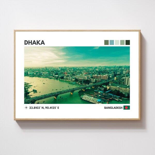 Dhaka Travel Poster, Bangladesh, Minimalist Wall Art, Travel Art Print, Vacation Memories, Digital Instant Download, 300 DPI, JPG