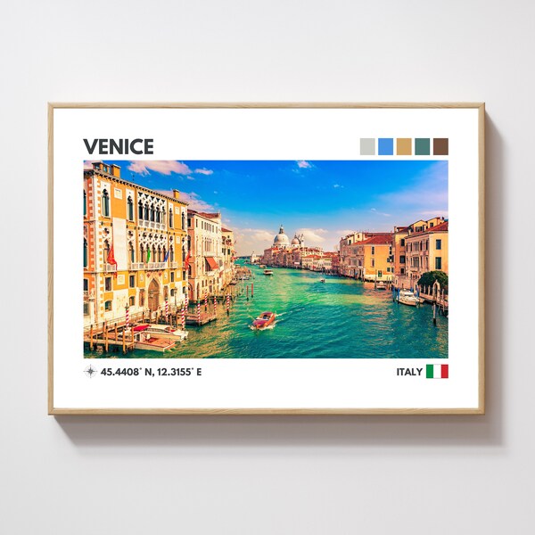 Venice Travel Poster, Italy, Minimalist Wall Art, Travel Art Print, Vacation Memories, Digital Instant Download, 300 DPI, JPG