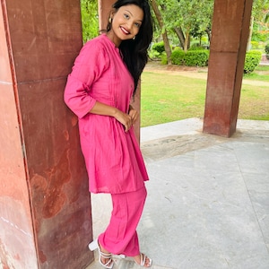 Indian Women Cotton Fabric Dress Kurti with Pant