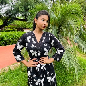 Indian Women Cotton Fabric Dress Kurti with Pant