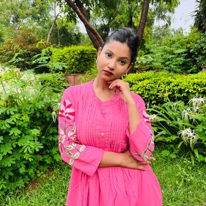 Indian Women Cotton Fabric Dress embroidery Kurti with Pant