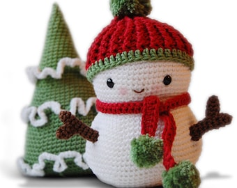 Crochet snowman pattern - Frosty the Snowman and Christmas Tree - DIY Christmas Decor