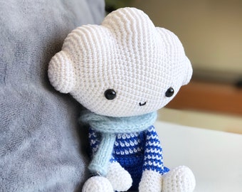 Amigurumi crochet cloud pattern - Wolky the Cloud, PDF tutorial, DIY, softie, plush, stuffed toy