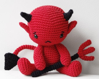 Amigurumi crochet devil pattern, Halloween decor, pdf, diy, tutorial, softie, stuffed toy, plush - Baby Devil