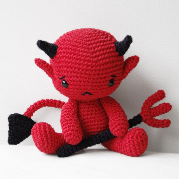 Amigurumi crochet devil pattern, Halloween decor, pdf, diy, tutorial, softie, stuffed toy, plush - Baby Devil