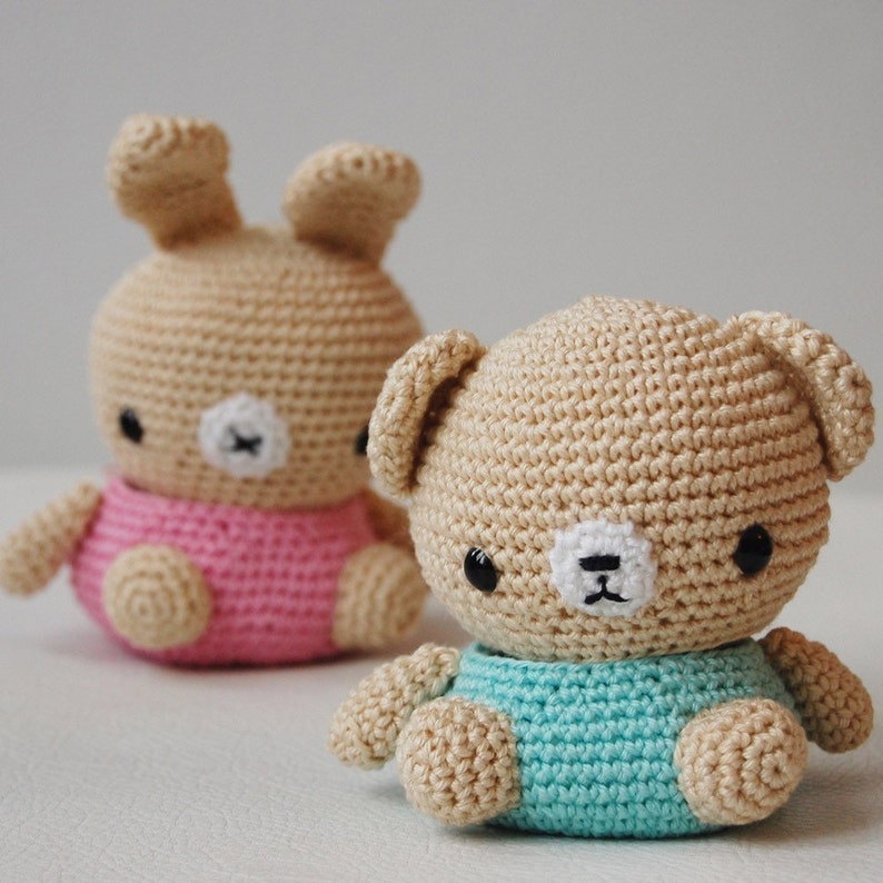 Bear and Bunny Box Crochet Pattern Amigurumi jewelry box, storage box, gift for children image 2