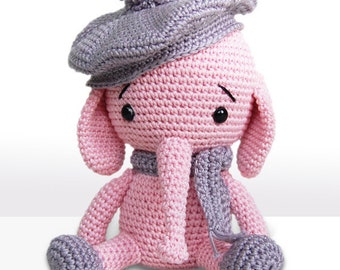 Amigurumi crochet elephant pattern - Emily the Elephant, PDF tutorial, DIY, softie, plush, stuffed toy