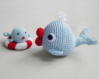 Crochet Whale - Amigurumi Mama and Baby Whale Pattern