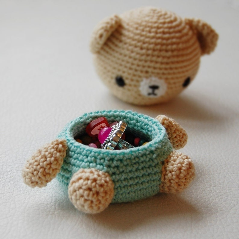 Bear and Bunny Box Crochet Pattern Amigurumi jewelry box, storage box, gift for children image 3