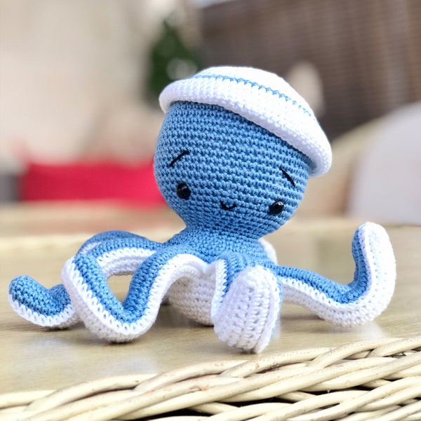 Crochet octopus pattern - Sailor Octopus - stuffed toy, softie, plushie