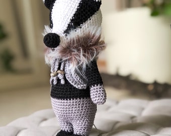 Badger gehaakt speelgoed - Amigurumi Badger - knuffel - handgemaakte pop - Softie - knuffel