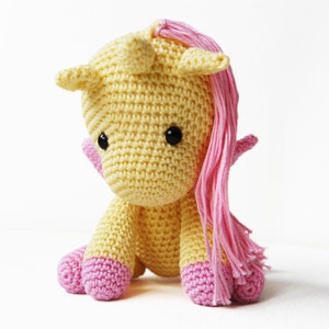 Crochet unicorn pattern Amigurumi Peachy Rose the Unicorn, stuffed doll, softie, plushie, pdf download image 1