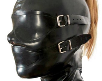 Premium BDSM Haube Offener Mund Bondage Maske für Intensives Spiel und Sensorische Stimulation Handgefertigte Fetisch Ausrüstung bindung Gummi Sex mit Mundschlauch