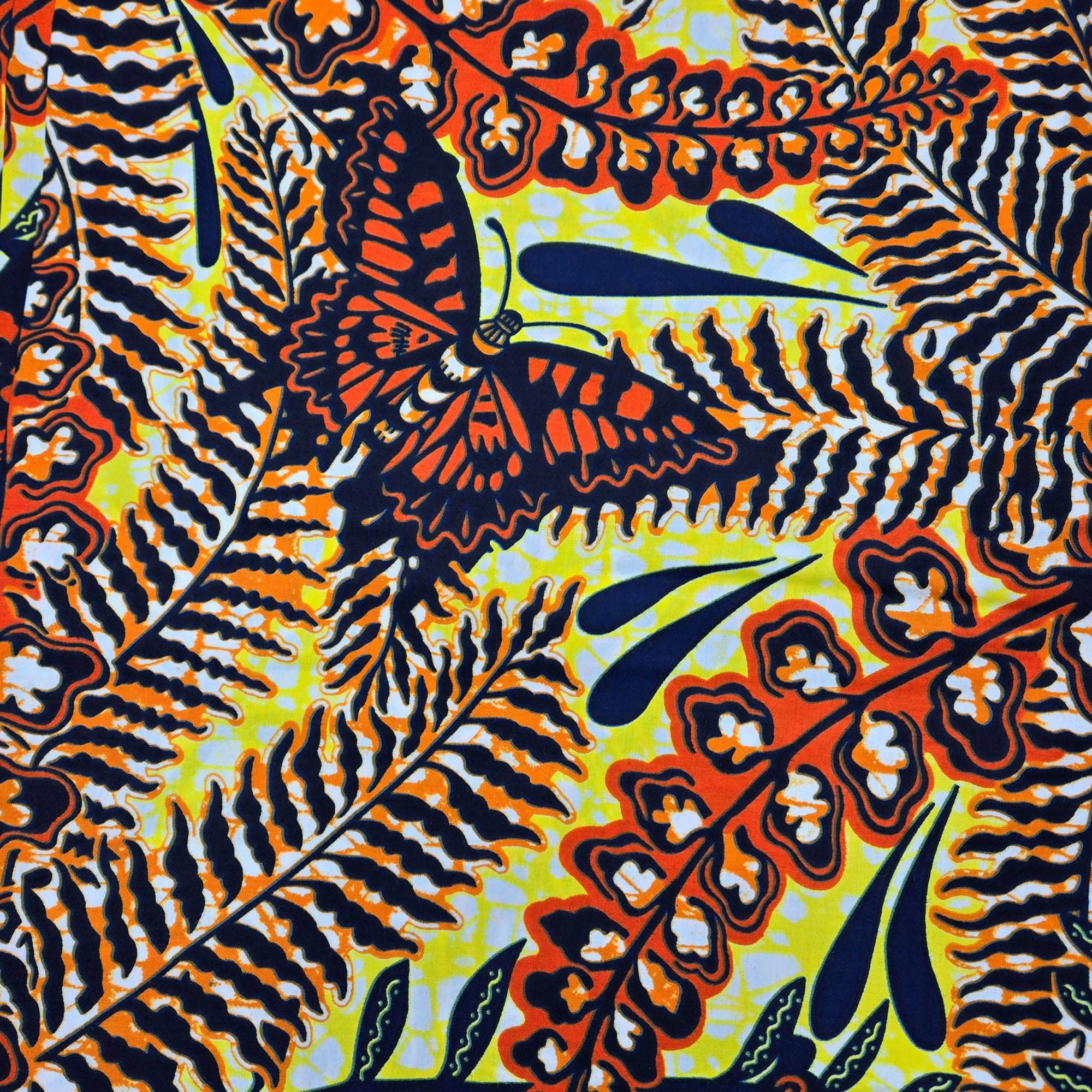 Vlisco Super Wax Fabric 100% Cotton LE Bold Orange & Yellow