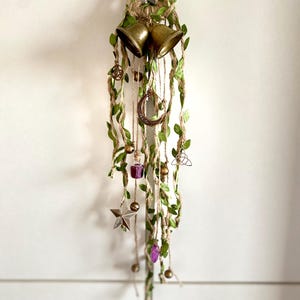 Door hangers for home protection and decoration. Door decorations. Witch bells. Witchy decorations. Door handle decorations. Brass bells.