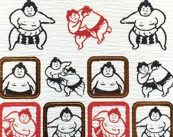 Japanese Stickers - Sumo Wrestlers - Sumo Wrestler Stickers Washi Paper (S272)