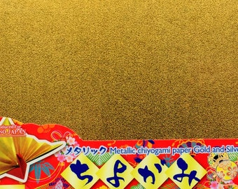 Japanese Paper - Chiyogami Paper - Origami Paper - 2 Patterns 20 Sheets 15 x 15 cm 5.9 x 5.9 inch Metallic Gold and Silver (P31)