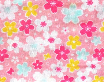 Japanese Tenugui Cotton Gauze Fabric Flowers 87 x 35 cm Cherry Blossoms Pink T2