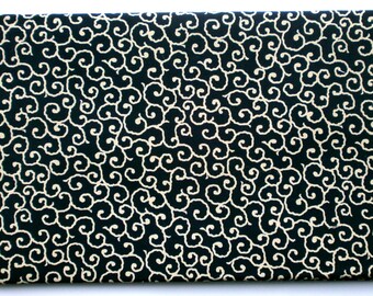 Japanese Fabric - Arabesque In Dark Blue Fabric - 1 Yard (F52) 100% Cotton 110 x 100 cm