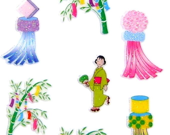 Beautiful Japanese Stickers Summer Stickers S247 Tanabata Japanese Star ...