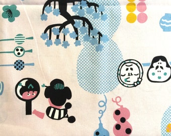 Japanese Fabric Pink Fabric 1 Yard 100% Cotton 110 x 100 cm With Geisha Hairpins Lanters Plum Blossoms And More (F87-P31)