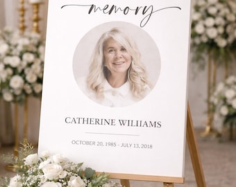 Editable Funeral Welcome Sign Template, Celebration of Life Decoration, In Loving Memory Sign, Funeral Poster, Memorial Sign Template, #F72