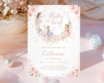 Fairy First Birthday Invitation Fairy 1st Birthday Invite Enchanted Garden Birthday Invitation Whimsical 1st Birthday, Girl, Template BD47