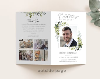 Editable Funeral Program Template Greenery Funeral Program Template Funeral Program Celebration of Life Funeral Program Instant Download F39