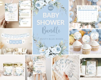 Modello modificabile per baby shower / Un dolce bambino / Baby shower blu / Modelli modificabili e stampabili / Download immediato #BB26