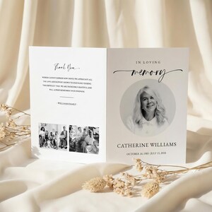 Minimalist Funeral Programs Template Simple Funeral Memorial program Printable Order of Service Funeral foldable Celebration of life #F72