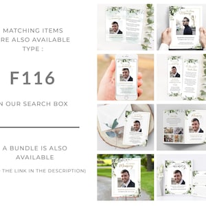 SET Funeral Sign Collage Templates, Greenery Funeral Photo Collage, Celebration of Life, Easel Display Memorial Poster, #F116C image 6