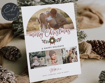 Editable Christmas Card Template | Merry Christmas Cards Template | Arch Holiday Card Template | Arch Christmas Card, Instant Download #CC12
